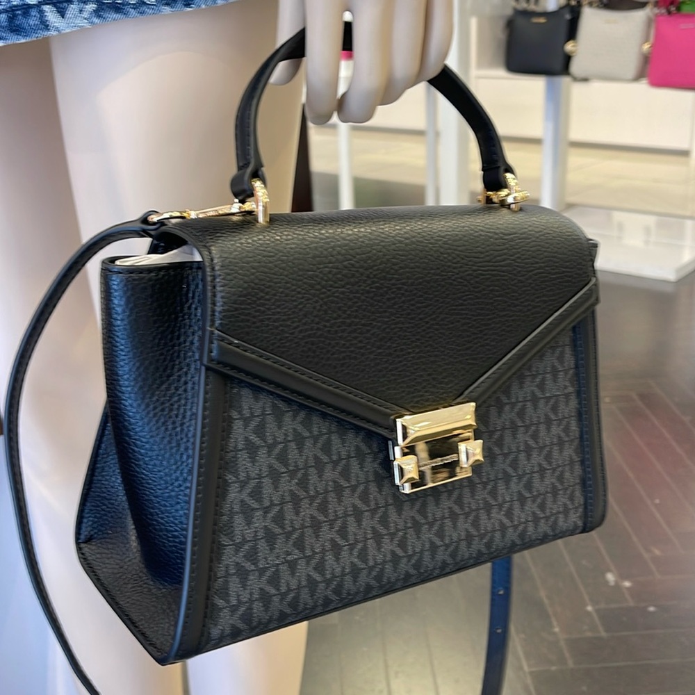 Michael Kors Whitney Medium Leather Flap Signature Satchel Shoulder Crossbody - Picture 15 of 16